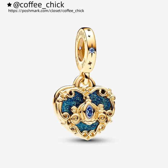Pandora Disney Cinderella's Carriage & Heart Double Dangle Charm - Picture 1 of 6